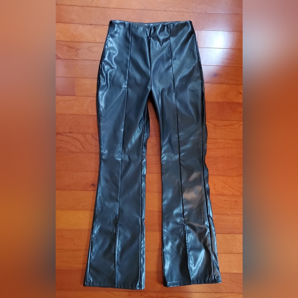 Romantichut Black Faux Leather Pants Size S
